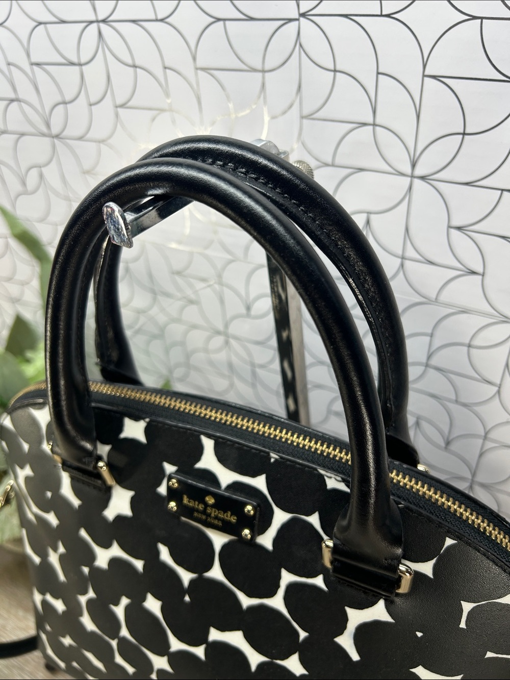 kate spade Black & White Patterned Dome Satchel - Picture 5 of 12
